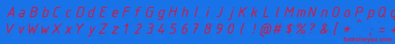 IsocteurItalic Font – Red Fonts on Blue Background