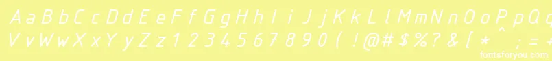 Fonte IsocteurItalic – fontes brancas em um fundo amarelo