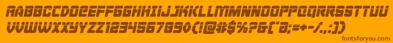 Cyborgroosterlaserital-Schriftart – Braune Schriften auf orangefarbenem Hintergrund