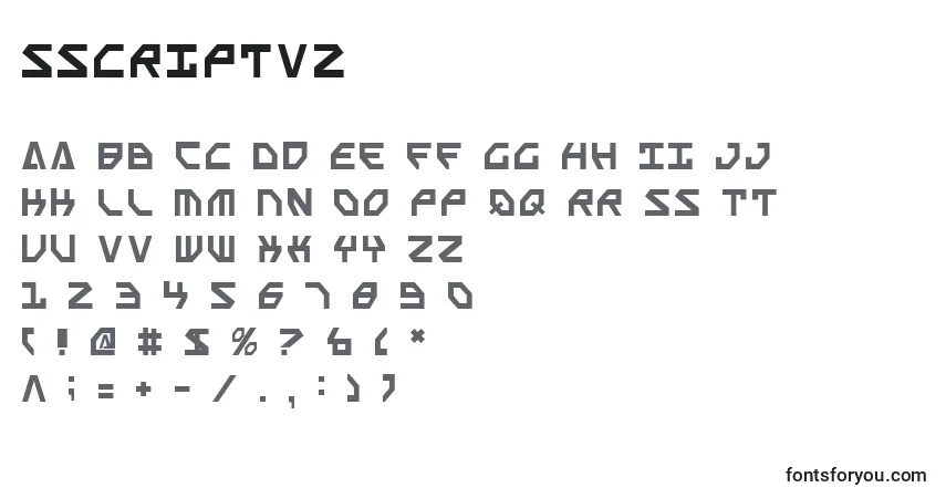 Schriftart Sscriptv2 – Alphabet, Zahlen, spezielle Symbole
