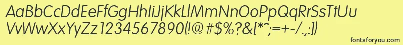 Fonte VolkswagenserialLightItalic – fontes pretas em um fundo amarelo