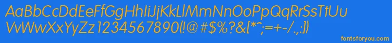 VolkswagenserialLightItalic Font – Orange Fonts on Blue Background