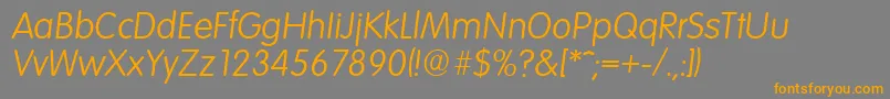 VolkswagenserialLightItalic Font – Orange Fonts on Gray Background