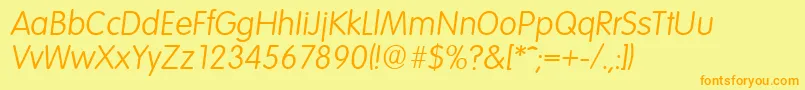 VolkswagenserialLightItalic Font – Orange Fonts on Yellow Background