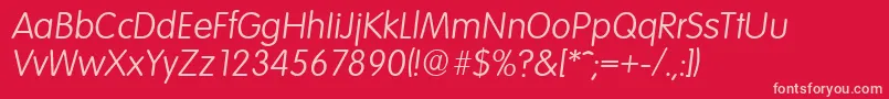 VolkswagenserialLightItalic Font – Pink Fonts on Red Background