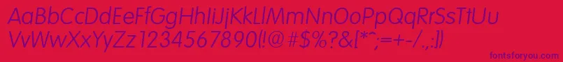 フォントVolkswagenserialLightItalic – 赤い背景に紫のフォント