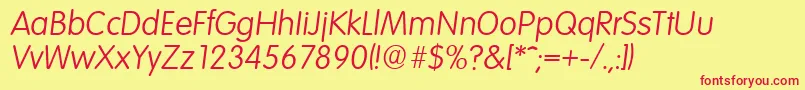 VolkswagenserialLightItalic Font – Red Fonts on Yellow Background