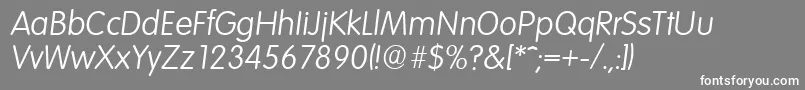 More about VolkswagenserialLightItalic Font VolkswagenserialLightItalic Font – White Fonts on Gray Background