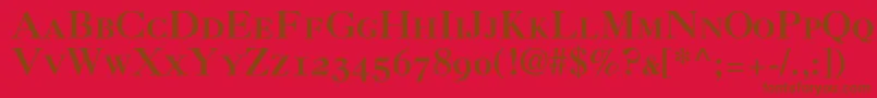 Caslon3RomanSmallCapsOldstyleFigures-Schriftart – Braune Schriften auf rotem Hintergrund