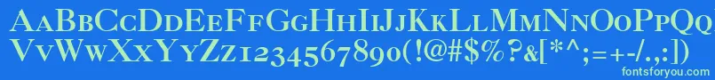 Шрифт Caslon3RomanSmallCapsOldstyleFigures – зелёные шрифты на синем фоне