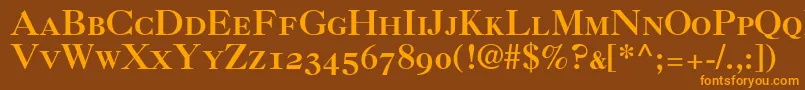 Caslon3RomanSmallCapsOldstyleFigures Font – Orange Fonts on Brown Background