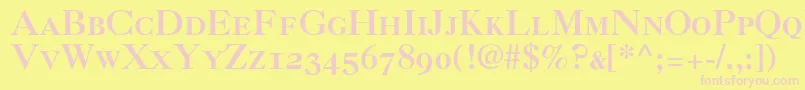 Caslon3RomanSmallCapsOldstyleFigures-Schriftart – Rosa Schriften auf gelbem Hintergrund