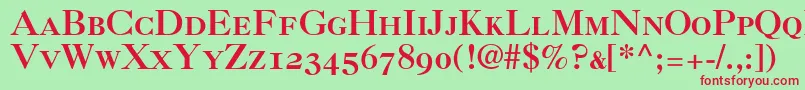 Шрифт Caslon3RomanSmallCapsOldstyleFigures – красные шрифты на зелёном фоне