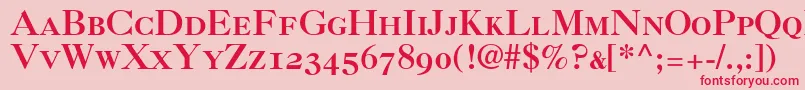 フォントCaslon3RomanSmallCapsOldstyleFigures – ピンクの背景に赤い文字