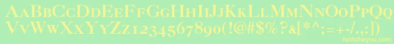 Caslon3RomanSmallCapsOldstyleFigures-Schriftart – Gelbe Schriften auf grünem Hintergrund