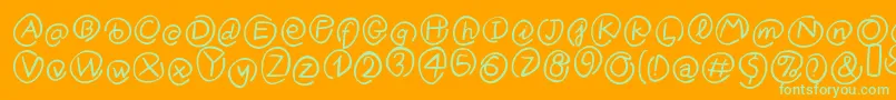 KlammeraffenItalic-Schriftart – Grüne Schriften auf orangefarbenem Hintergrund