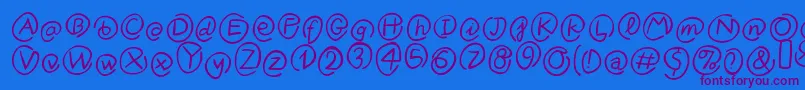 KlammeraffenItalic-Schriftart – Violette Schriften auf blauem Hintergrund