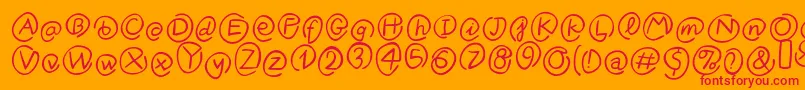 KlammeraffenItalic-Schriftart – Rote Schriften auf orangefarbenem Hintergrund