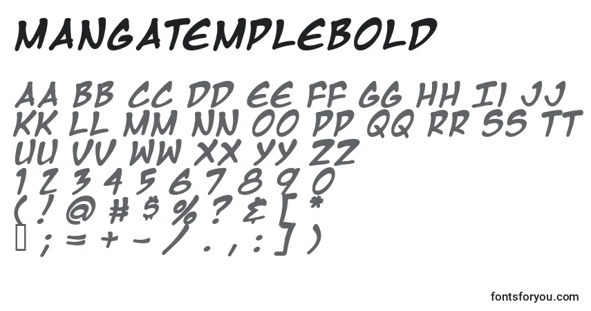A fonte MangaTempleBold – alfabeto, números, caracteres especiais