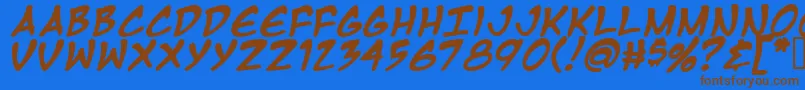 MangaTempleBold Font – Brown Fonts on Blue Background