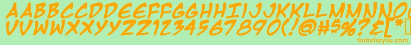 MangaTempleBold Font – Orange Fonts on Green Background