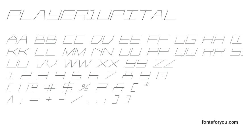 A fonte Player1upital – alfabeto, números, caracteres especiais