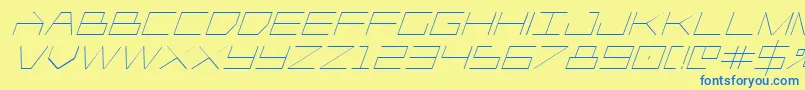 Player1upital-Schriftart – Blaue Schriften auf gelbem Hintergrund