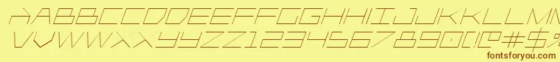 フォントPlayer1upital – 茶色の文字が黄色の背景にあります。