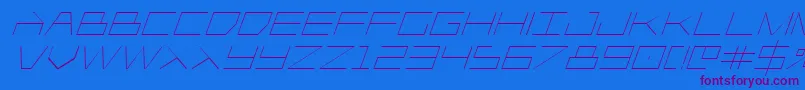 Player1upital-Schriftart – Violette Schriften auf blauem Hintergrund