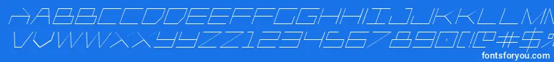 Player1upital-Schriftart – Weiße Schriften auf blauem Hintergrund