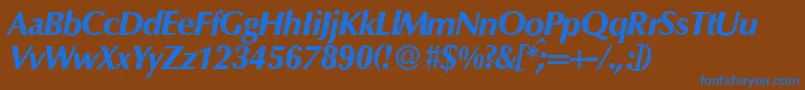 O801FlareXboldItalic-Schriftart – Blaue Schriften auf braunem Hintergrund