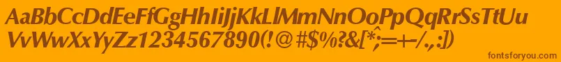 Fonte O801FlareXboldItalic – fontes marrons em um fundo laranja