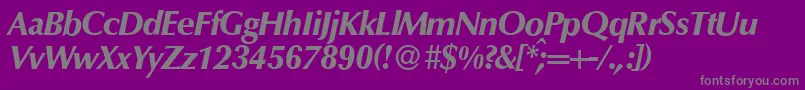 Fonte O801FlareXboldItalic – fontes cinzas em um fundo violeta