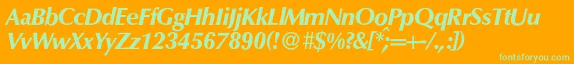 O801FlareXboldItalic-Schriftart – Grüne Schriften auf orangefarbenem Hintergrund