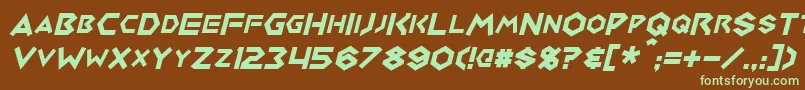 MedabotsItalic Font – Green Fonts on Brown Background