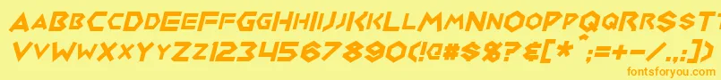 MedabotsItalic Font – Orange Fonts on Yellow Background