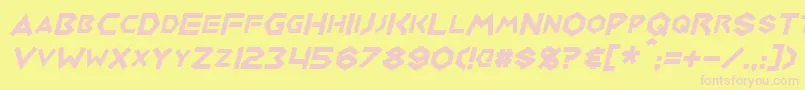 MedabotsItalic Font – Pink Fonts on Yellow Background