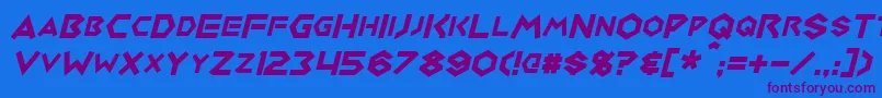 MedabotsItalic Font – Purple Fonts on Blue Background