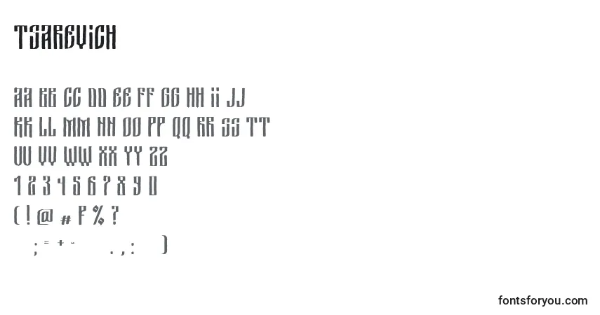 Tsarevich-fontti – aakkoset, numerot, erikoismerkit