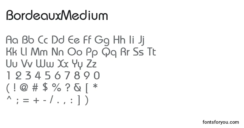 Шрифт BordeauxMedium – алфавит, цифры, специальные символы