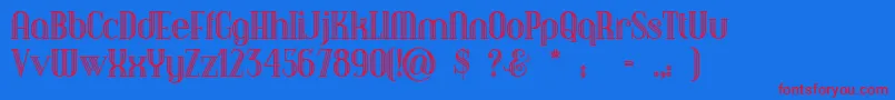 Debonairinline-Schriftart – Rote Schriften auf blauem Hintergrund