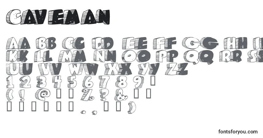 Шрифт Caveman – алфавит, цифры, специальные символы