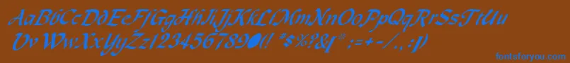 MetermiserItalic Font – Blue Fonts on Brown Background