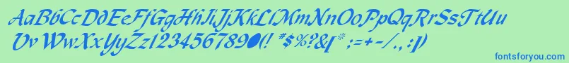 MetermiserItalic Font – Blue Fonts on Green Background