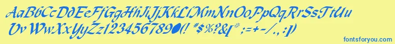 MetermiserItalic Font – Blue Fonts on Yellow Background