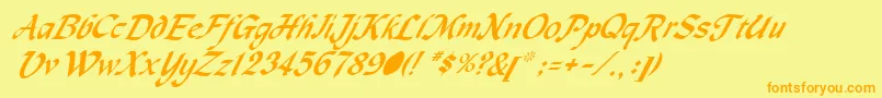 MetermiserItalic Font – Orange Fonts on Yellow Background