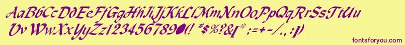 MetermiserItalic Font – Purple Fonts on Yellow Background