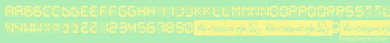 Fonte CrashedScoreboard – fontes amarelas em um fundo verde
