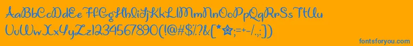 UnicornGigglesOtf-Schriftart – Blaue Schriften auf orangefarbenem Hintergrund