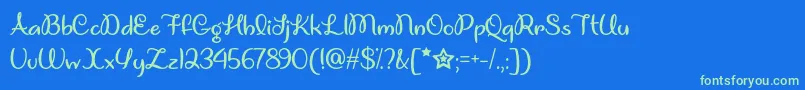 UnicornGigglesOtf Font – Green Fonts on Blue Background